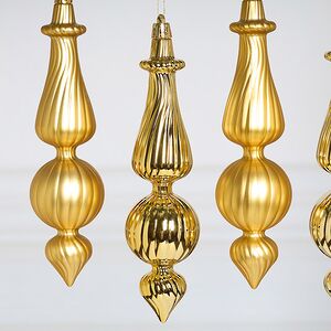 Елочные игрушки Dainty Cucurbit 17 см золотой, 4 шт, пластик Winter Deco фото 4