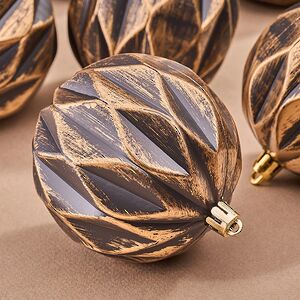 Елочные шары Fattura - Antique Brown 8 см, 6 шт, пластик Winter Deco фото 5