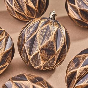 Елочные шары Fattura - Antique Brown 8 см, 6 шт, пластик Winter Deco фото 2