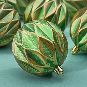 Елочные шары Fattura - Antique Green 8 см, 6 шт, пластик Winter Deco фото 5