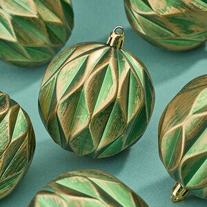 Елочные шары Fattura - Antique Green 8 см, 6 шт, пластик Winter Deco фото 2