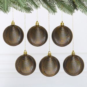 Елочные шары Fattura Coste - Antique Black 7 см, 6 шт, пластик Winter Deco фото 5