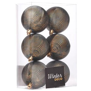 Елочные шары Fattura Coste - Antique Black 7 см, 6 шт, пластик Winter Deco фото 3