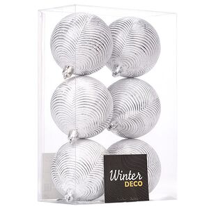 Елочные шары Fattura Coste - Antique White 7 см, 6 шт, пластик Winter Deco фото 3