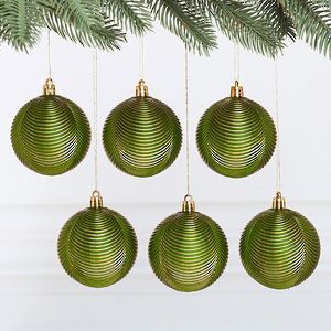 Елочные шары Fattura Coste - Antique Green 7 см, 6 шт, пластик Winter Deco фото 5