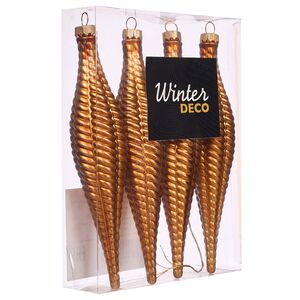 Елочная игрушка Сосулька Fattura Coste - Antique Cooper 15 см, 4 шт, пластик Winter Deco фото 3
