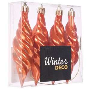 Елочные игрушки Сосульки Frosted Twist 11 см терракотовый, 4 шт, пластик Winter Deco фото 3