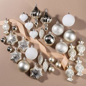 Набор елочных игрушек Tesoro Natale: Белый 3-12 см, 32 шт, пластик Winter Deco фото 2