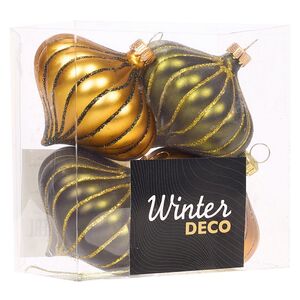 Елочные игрушки Луковки - Kalavino 8 см золотой, 4 шт Winter Deco фото 3