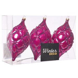 Елочные игрушки Сосульки Sarentino - Розовый Вечер 15 см, 3 шт, пластик Winter Deco фото 3