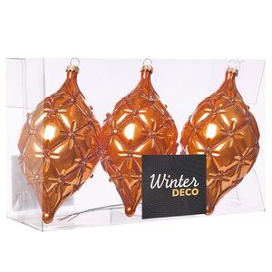 Елочные игрушки Сосульки Sarentino - Янтарный Блик 15 см, 3 шт, пластик Winter Deco фото 4