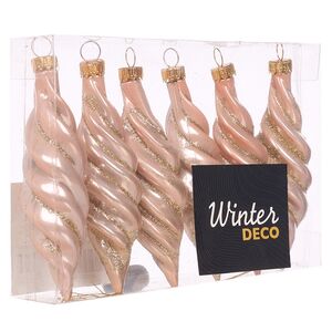 Елочные игрушки Сосульки - Feroleto Antico 11 см розовый, 6 шт, пластик Winter Deco фото 3