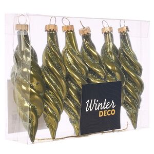 Елочные игрушки Сосульки - Feroleto Antico 11 см зеленый, 6 шт, пластик Winter Deco фото 3