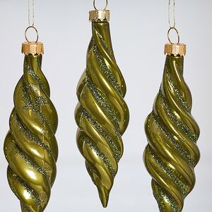 Елочные игрушки Сосульки - Feroleto Antico 11 см зеленый, 6 шт, пластик Winter Deco фото 4