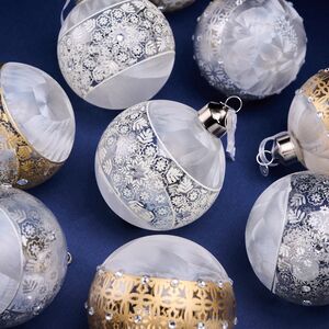 Елочные шары Griglia Solare 8 см, 12 шт, подарочная коробка, стекло Winter Deco фото 2