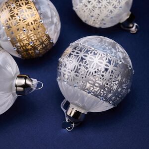 Елочные шары Griglia Solare 8 см, 12 шт, подарочная коробка, стекло Winter Deco фото 4