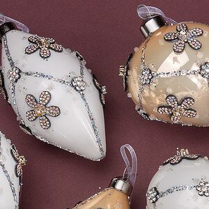 Елочные шары Caleidoscopio Floreale 8 см кремовый, 12 шт, подарочная коробка, стекло Winter Deco фото 4