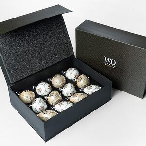 Елочные шары Caleidoscopio Floreale 8 см кремовый, 12 шт, подарочная коробка, стекло Winter Deco фото 3