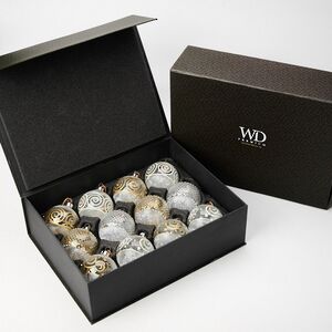 Елочные шары Canzone Di Pizzo 8 см, 12 шт, подарочная коробка, стекло Winter Deco фото 3