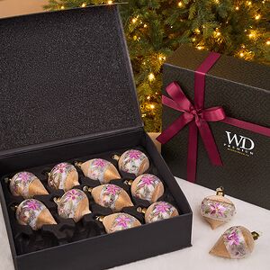 Елочные шары Giglio Congelato 8-12 см, 12 шт, подарочная коробка, стекло Winter Deco фото 3