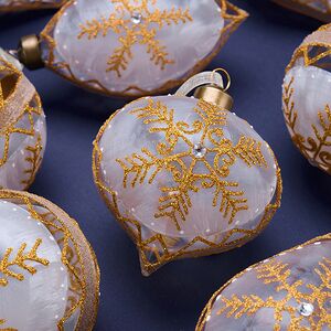 Елочные шары Tormenta Dorato 8-12 см, 12 шт, подарочная коробка, стекло Winter Deco фото 2