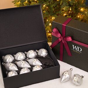 Елочные шары Neve Argentea 8-12 см, 12 шт, подарочная коробка, стекло Winter Deco фото 3