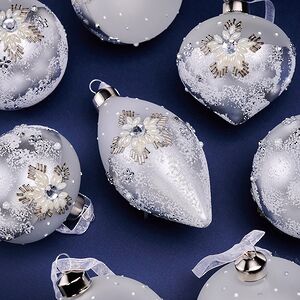 Елочные шары Neve Argentea 8-12 см, 12 шт, подарочная коробка, стекло Winter Deco фото 4