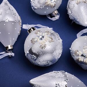 Елочные шары Neve Argentea 8-12 см, 12 шт, подарочная коробка, стекло Winter Deco фото 5