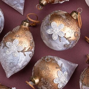 Елочные шары Fiori Di Perle 8-12 см золотой, 12 шт, подарочная коробка, стекло Winter Deco фото 2