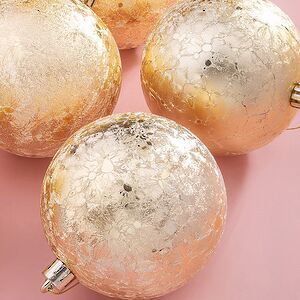 Елочные шары Craquelure 8 см золотые, 6 шт, пластик Winter Deco фото 2