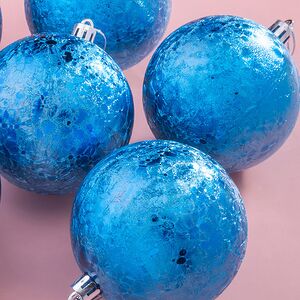 Елочные шары Craquelure 8 см синие, 6 шт, пластик Winter Deco фото 2