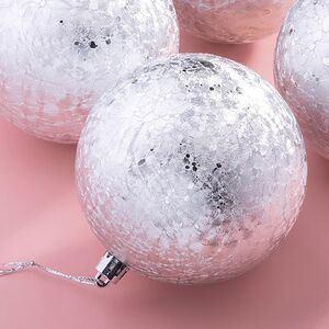 Елочные шары Craquelure 10 см серебряные, 4 шт, пластик Winter Deco фото 2