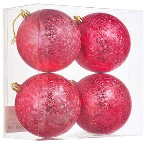 Елочные шары Craquelure 10 см красные, 4 шт, пластик Winter Deco фото 3