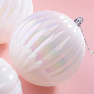 Елочные шары Volistra 8 см белый перламутр, 6 шт, пластик Winter Deco фото 2