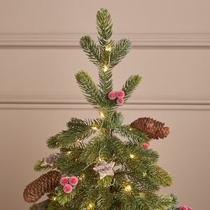 Елка настольная с лампочками 50 см Форест Бьюти, 50 теплых белых LED ламп, на батарейках, с ягодами и шишками, ЛИТАЯ 100% Winter Deco фото 2