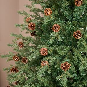 Искусственная елка с лампочками Кедровая с шишками 120 cм, 130 теплых белых LED ламп, ЛИТАЯ + ПВХ  Winter Deco фото 7