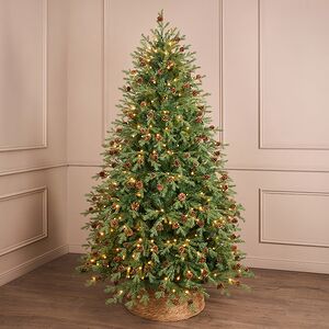 Искусственная елка с лампочками Кедровая с шишками 120 cм, 130 теплых белых LED ламп, ЛИТАЯ + ПВХ  Winter Deco фото 5