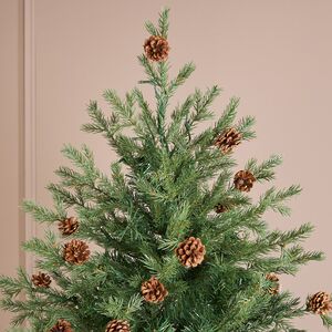 Искусственная елка с лампочками Кедровая с шишками 120 cм, 130 теплых белых LED ламп, ЛИТАЯ + ПВХ  Winter Deco фото 2