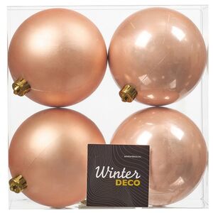 Набор пластиковых шаров 10 см, 4 шт, персиковый, пластик Winter Deco фото 2