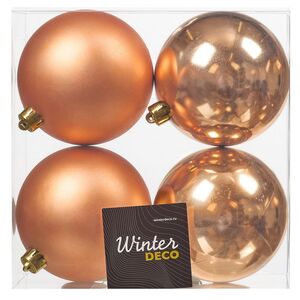 Набор пластиковых шаров 10 см, 4 шт, бренди, пластик Winter Deco фото 2