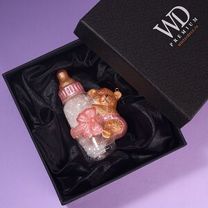 Елочная игрушка Бутылочка - Мишкины Сны 12 см розовая в подарочной коробке, стекло Winter Deco фото 3