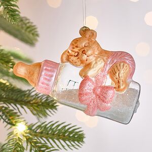 Елочная игрушка Бутылочка - Мишкины Сны 12 см розовая в подарочной коробке, стекло Winter Deco фото 8