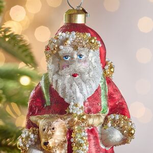 Елочная игрушка Дед Мороз с Оленем - Magic Moments 14 см в подарочной коробке, стекло Winter Deco фото 2