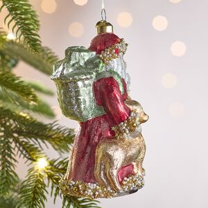 Елочная игрушка Дед Мороз с Оленем - Magic Moments 14 см в подарочной коробке, стекло Winter Deco фото 7