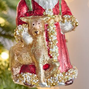Елочная игрушка Дед Мороз с Оленем - Magic Moments 14 см в подарочной коробке, стекло Winter Deco фото 5