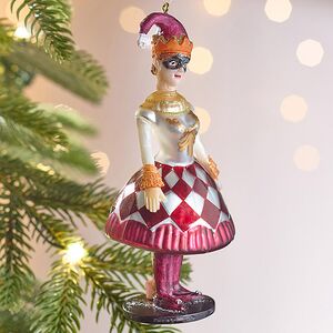 Елочная игрушка Клоунесса - Commedia Dell'Arte 14 см в подарочной коробке, стекло Winter Deco фото 4