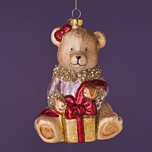 Елочная игрушка Медвежонок Тедди с Подарком - Harrods Bears 14 см в подарочной коробке, стекло Winter Deco фото 8
