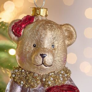 Елочная игрушка Медвежонок Тедди с Подарком - Harrods Bears 14 см в подарочной коробке, стекло Winter Deco фото 2
