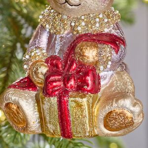 Елочная игрушка Медвежонок Тедди с Подарком - Harrods Bears 14 см в подарочной коробке, стекло Winter Deco фото 6