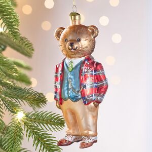 Елочная игрушка Медвежонок в костюме 16 см в подарочной коробке, стекло Winter Deco фото 4